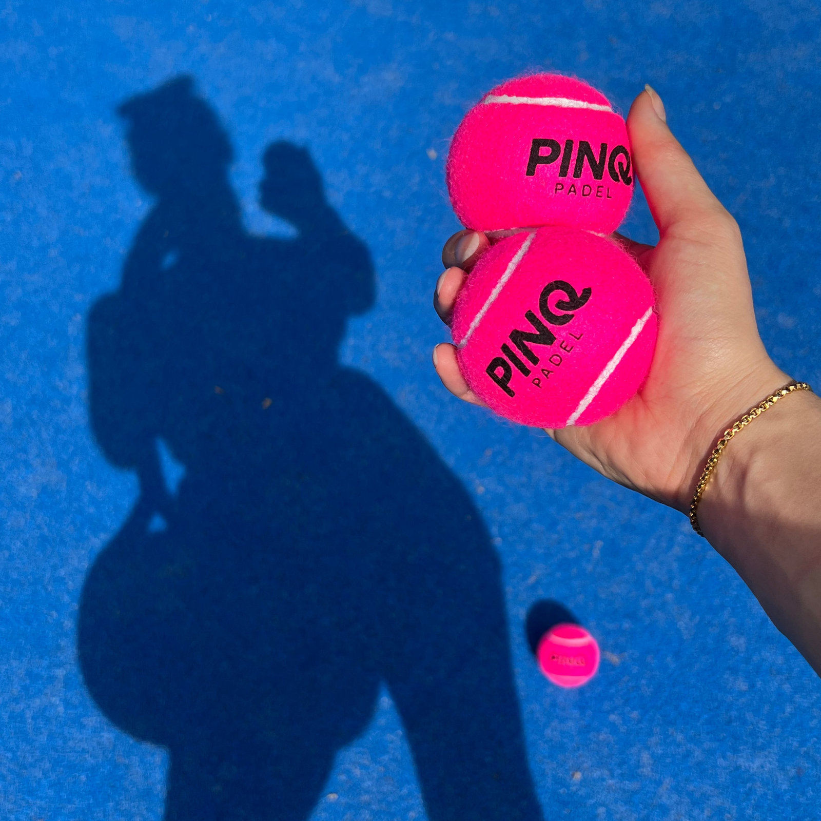 PINQ padelpallot pinkki – 1 kpl, 3 palloa, vaaleanpunainen, käytössä